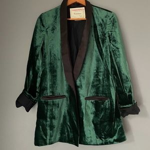 Anthropologie Cartonnier Green Velvet Blazer